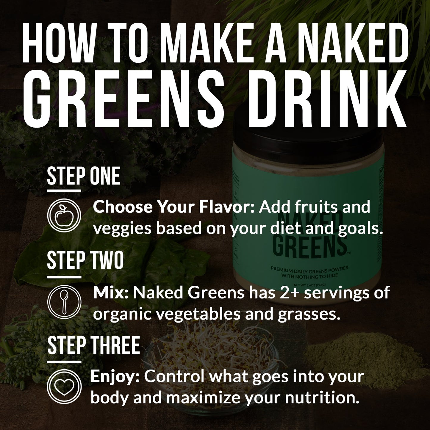 Organic Greens, Prebiotic and Probiotic Powder with a Convenient, Easy - Use Formula