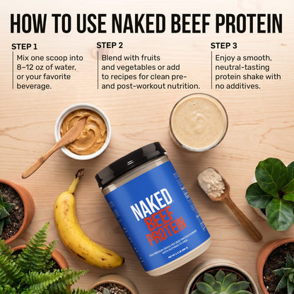 Beef Protein Powder - Unflavored with a Simple, Easy - Mix Protein Formula