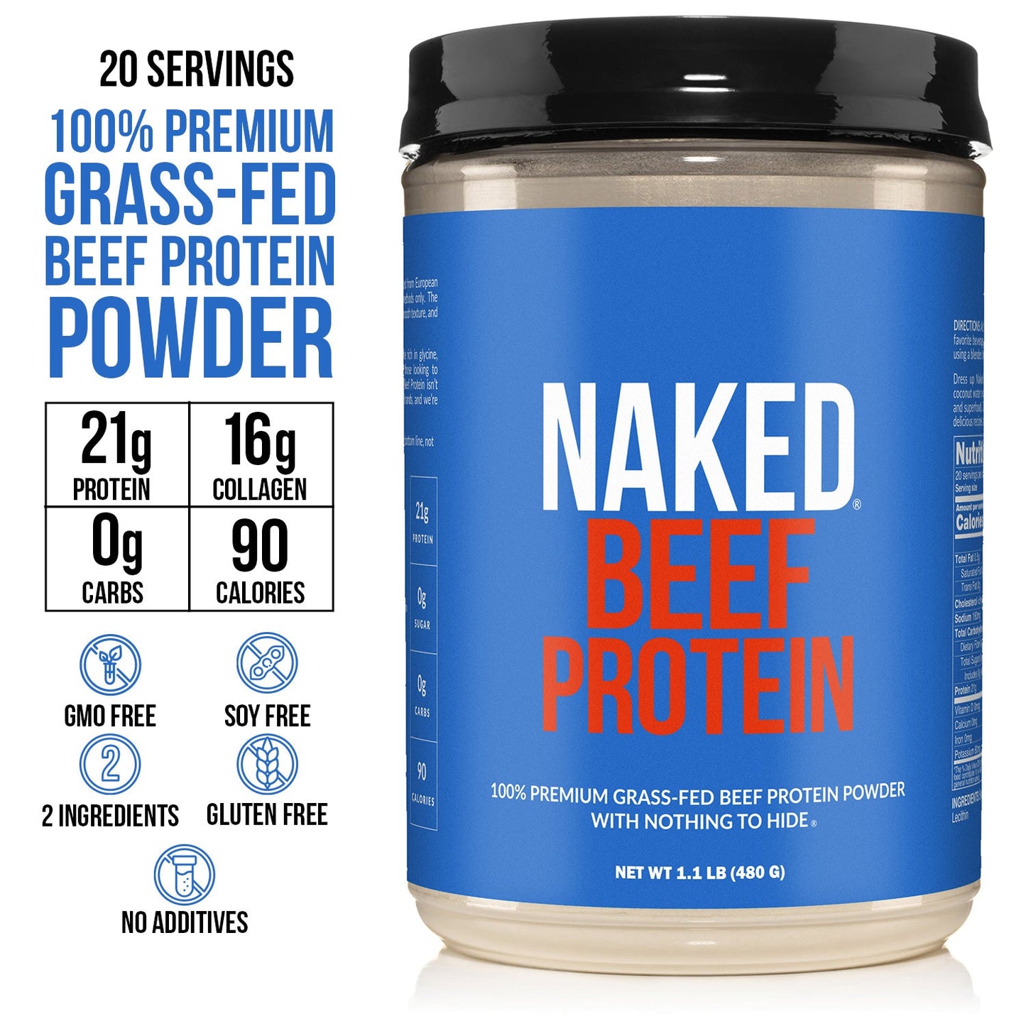 Beef Protein Powder - Unflavored with a Simple, Easy - Mix Protein Formula