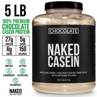 Chocolate Casein Protein Powder - 5LB - Chocolate with a Simple, Easy - Mix Protein Formula