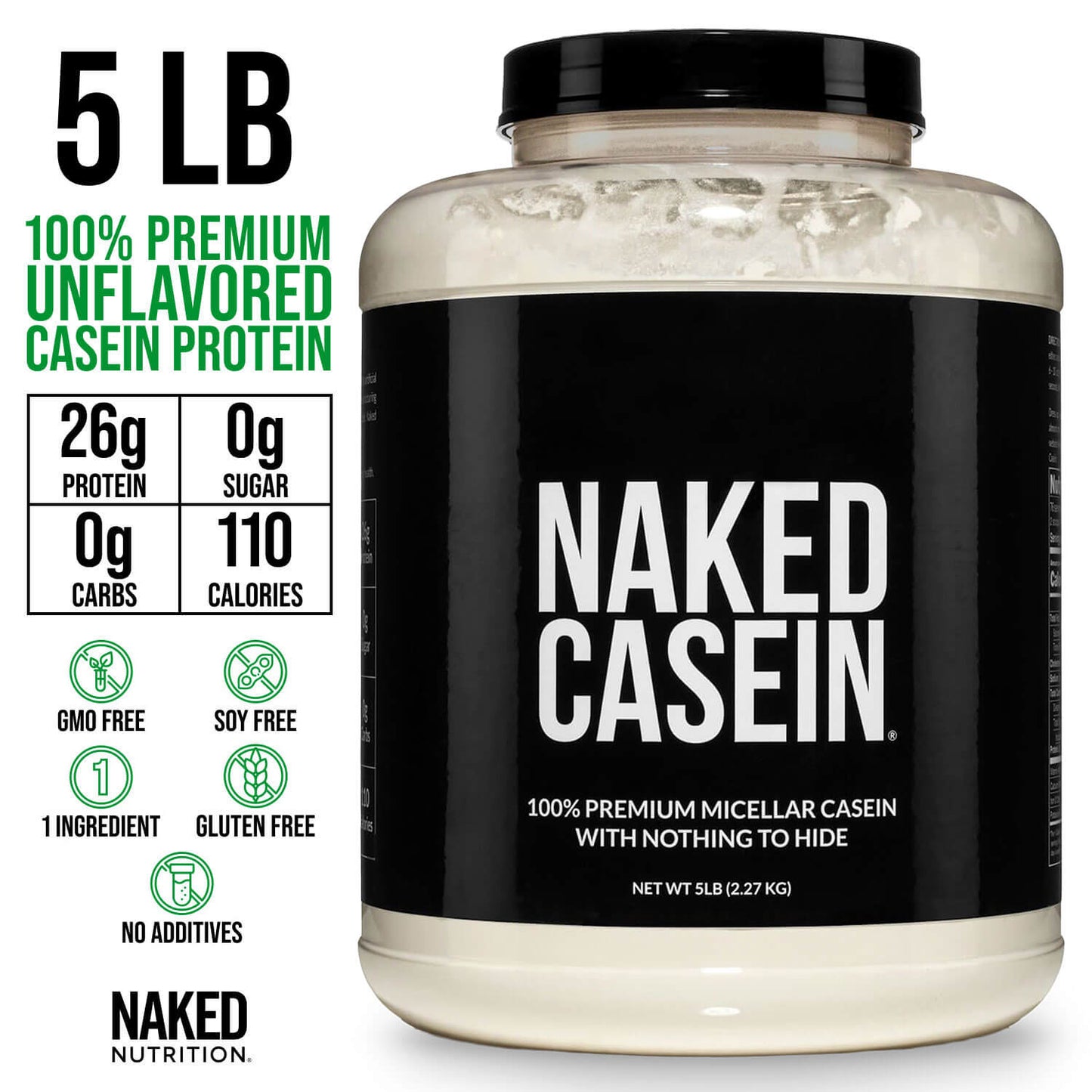 Micellar Casein Protein Powder - Unflavored - Value Size with a Simple, Easy - Mix Protein Formula