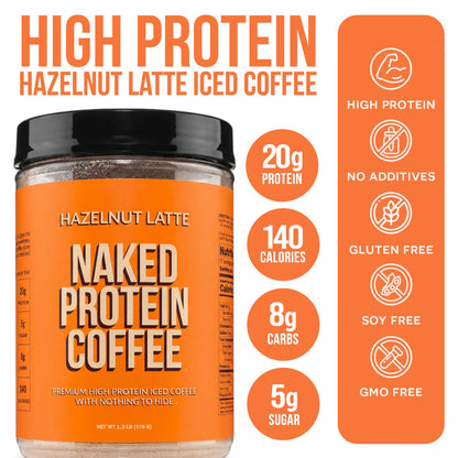 Hazelnut Latte Protein Iced Coffee - Hazelnut Latte with Coffee Flavor in an Easy - Mix Formula