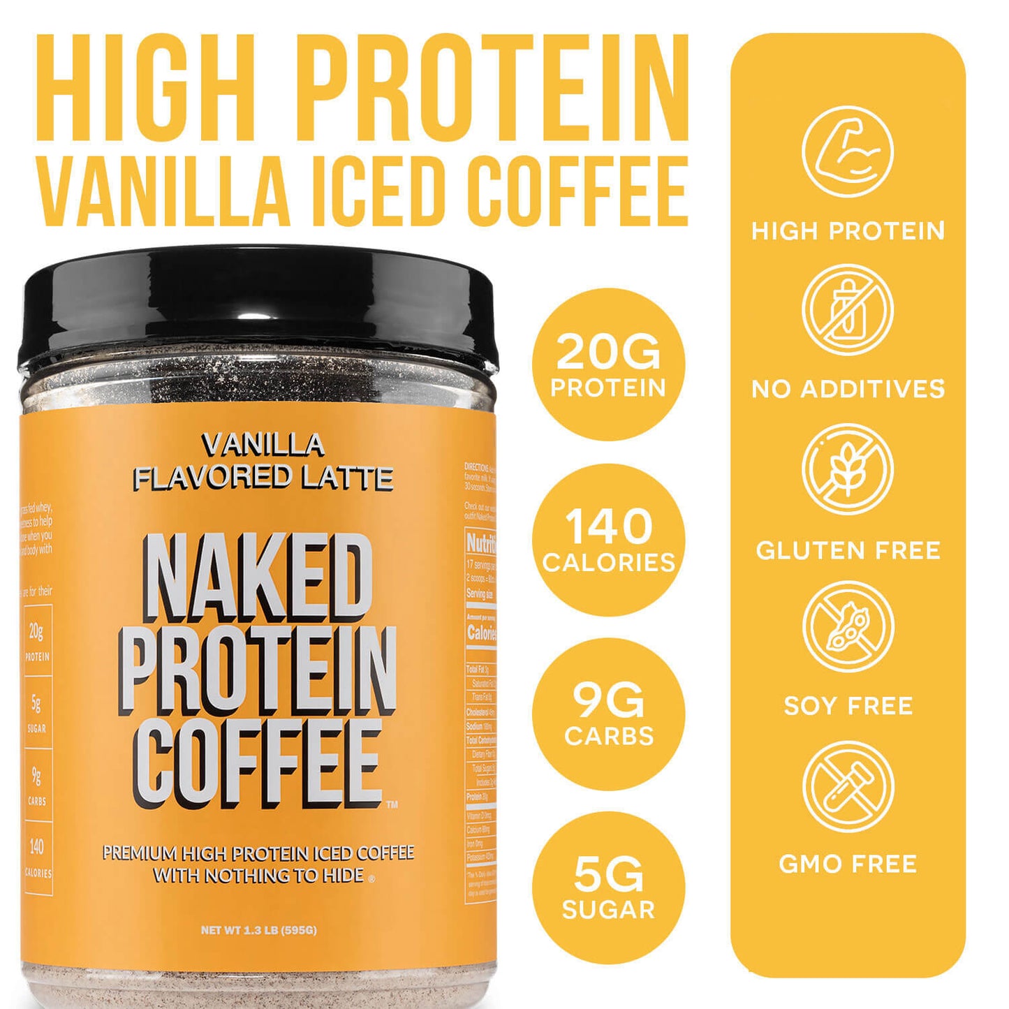 Vanilla Latte Protein Iced Coffee - Vanilla Latte with Coffee Flavor in an Easy - Mix Formula