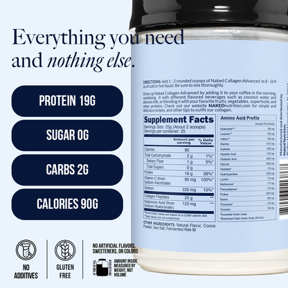 Chocolate Collagen Peptides with Hyaluronic Acid - Chocolate Advanced Collagen Peptides with a Convenient Formula