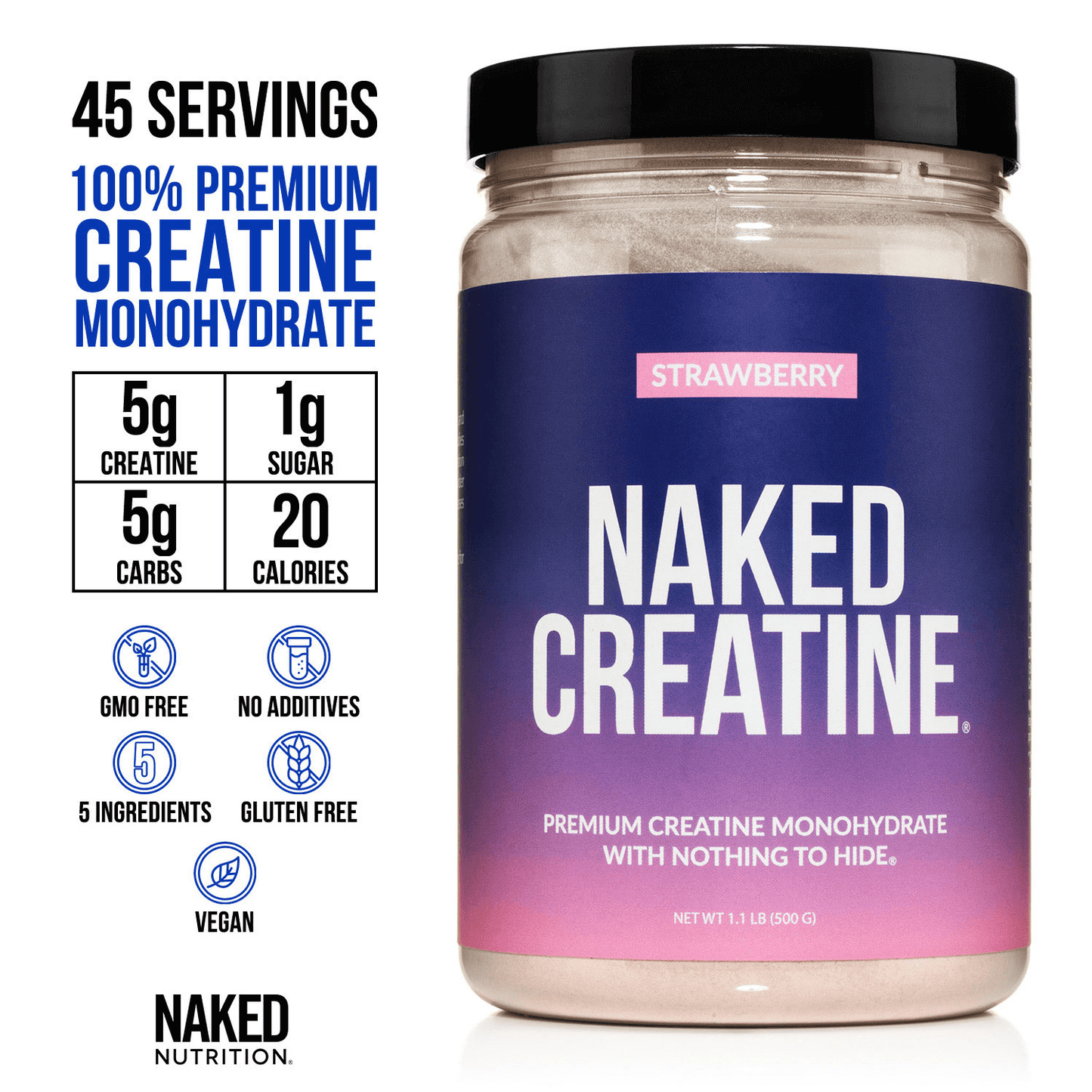 Strawberry Creatine Monohydrate Powder - Strawberry with a Convenient Training - Day Formula