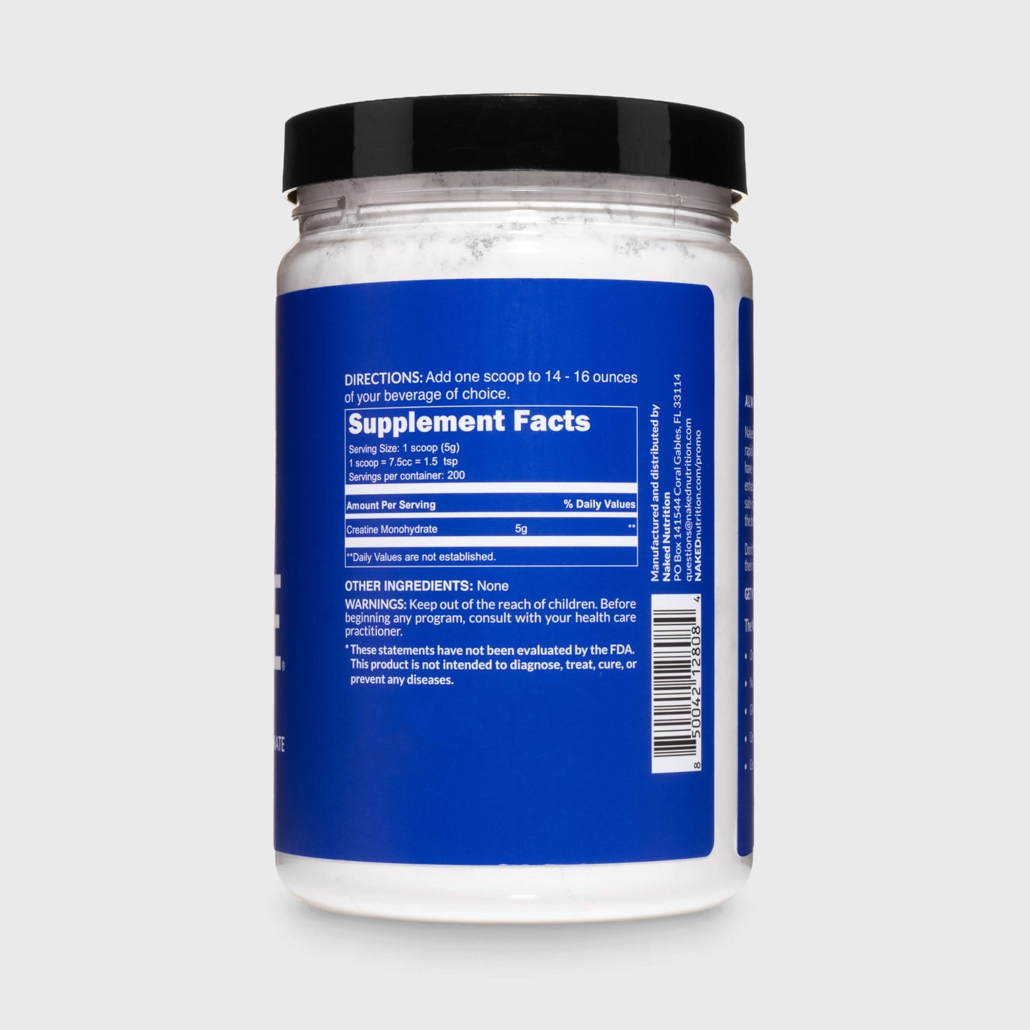 Creatine Monohydrate Powder - Unflavored - Standard Size with a Convenient Training - Day Formula