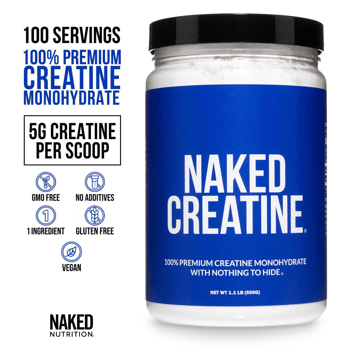 Creatine Monohydrate Powder - Unflavored - Standard Size with a Convenient Training - Day Formula