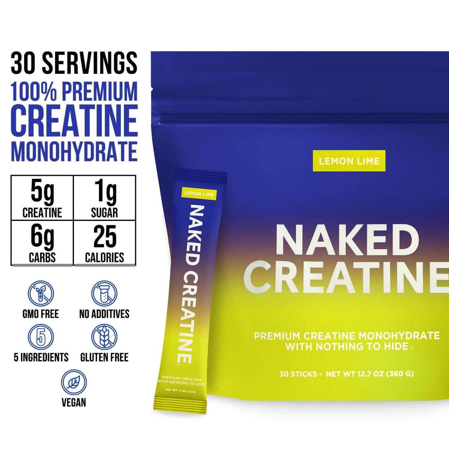 Lemon Lime Creatine Travel Packs - Lemon Lime Sticks with a Convenient Training - Day Formula