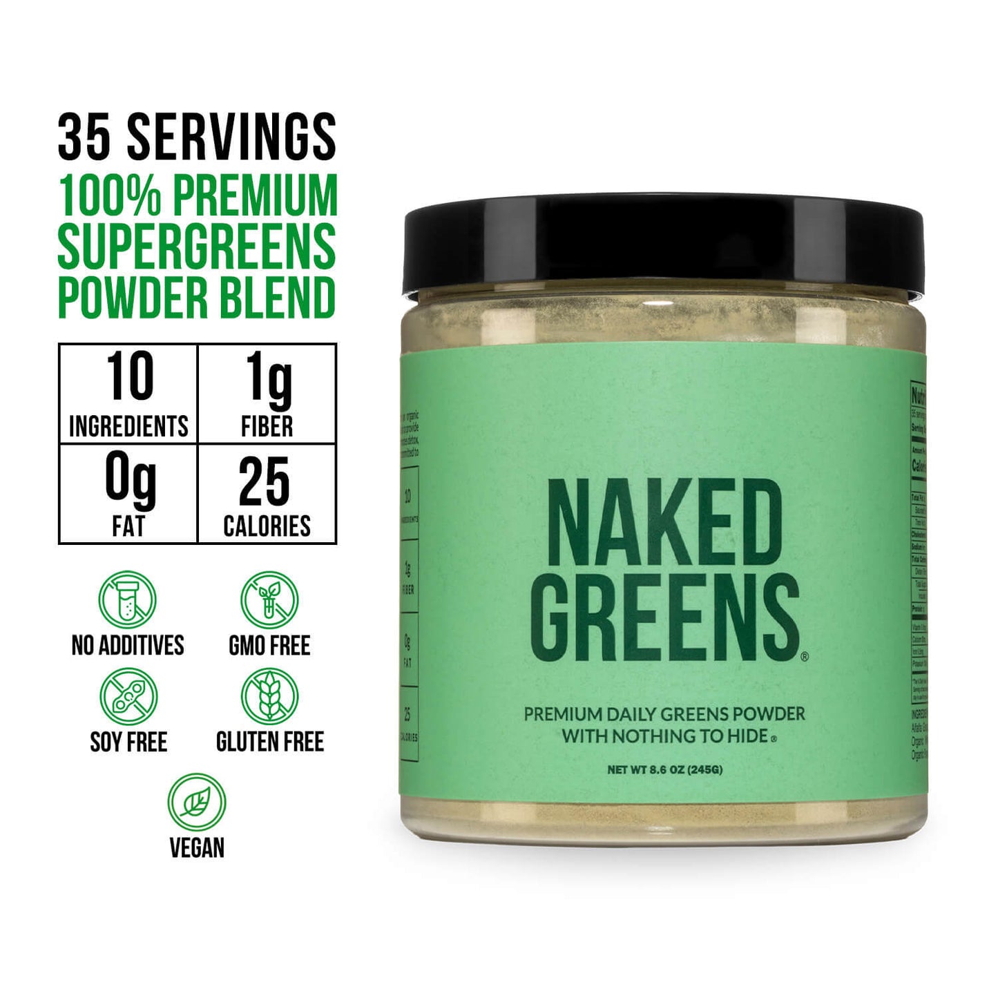 Organic Greens, Prebiotic and Probiotic Powder with a Convenient, Easy - Use Formula