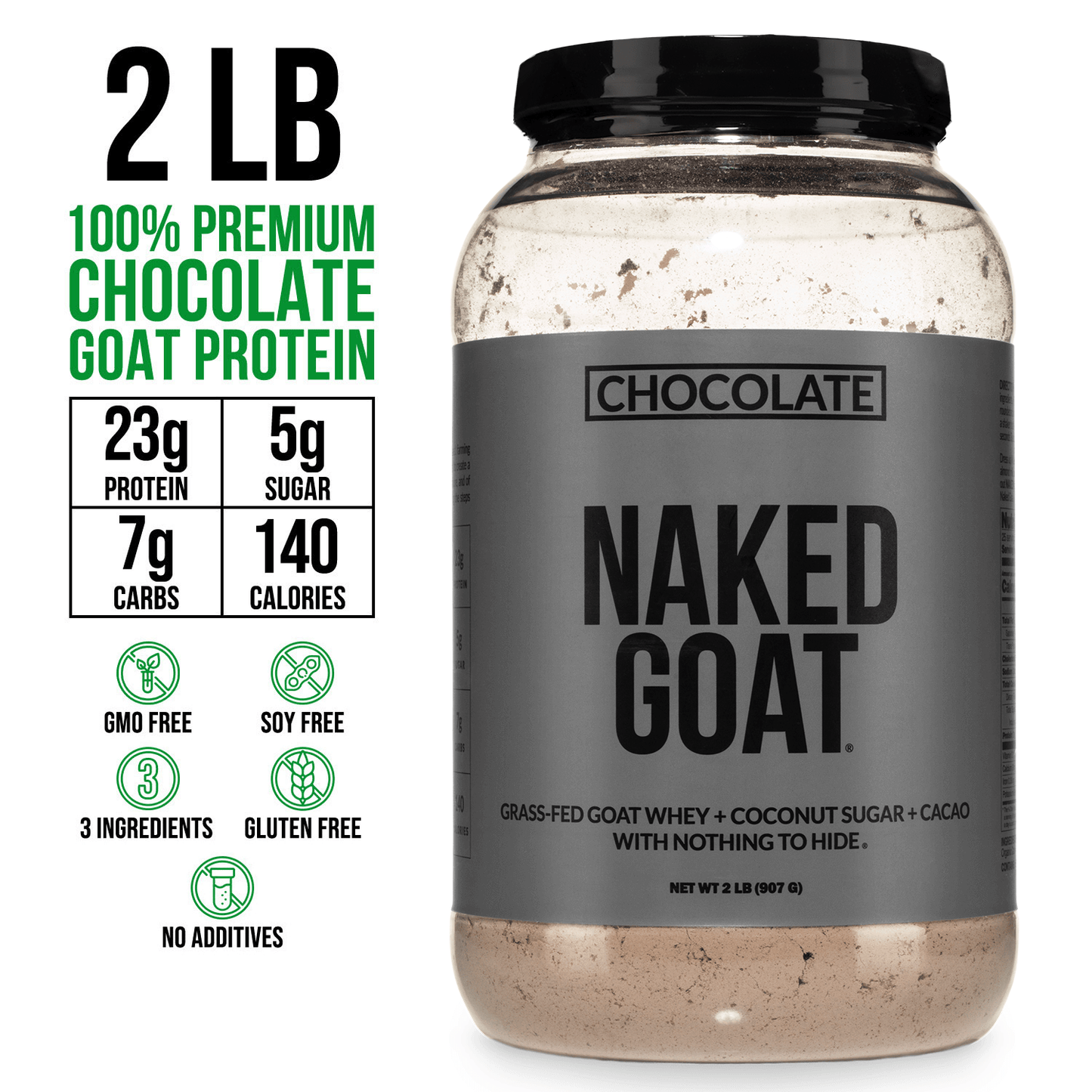 Chocolate Goat Whey Protein Powder - Chocolate with a Simple, Easy - Mix Protein Formula
