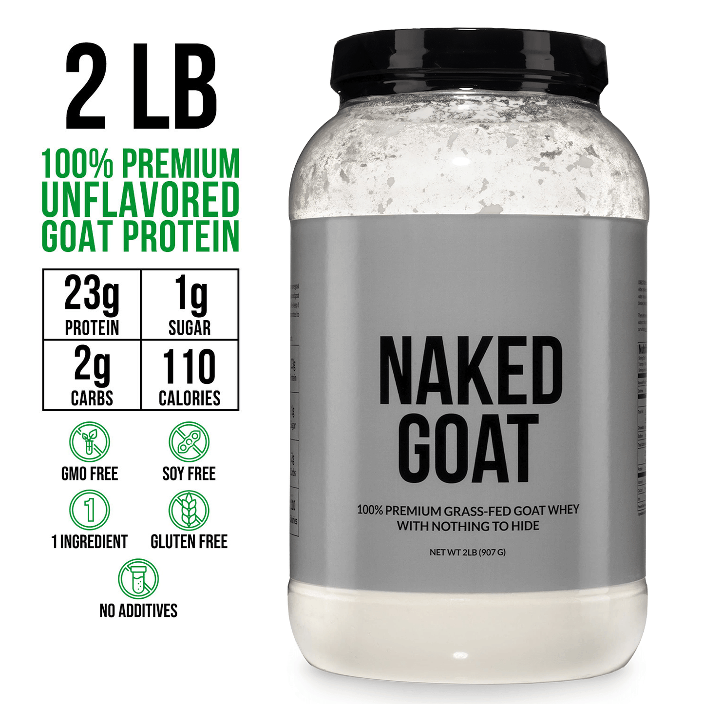 Goat Whey Protein Powder - Unflavored with a Simple, Easy - Mix Protein Formula