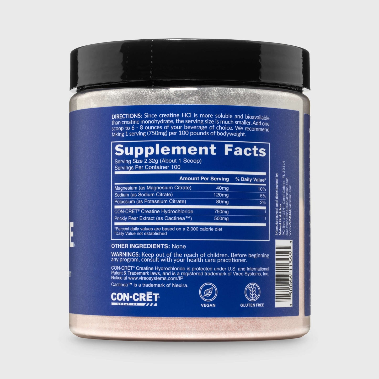 Creatine HCl Powder - Unflavored with a Convenient Training - Day Formula
