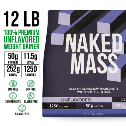 Mass Gainer Protein Supplement - Unflavored 12LB for Easy Protein and Calorie Mixing