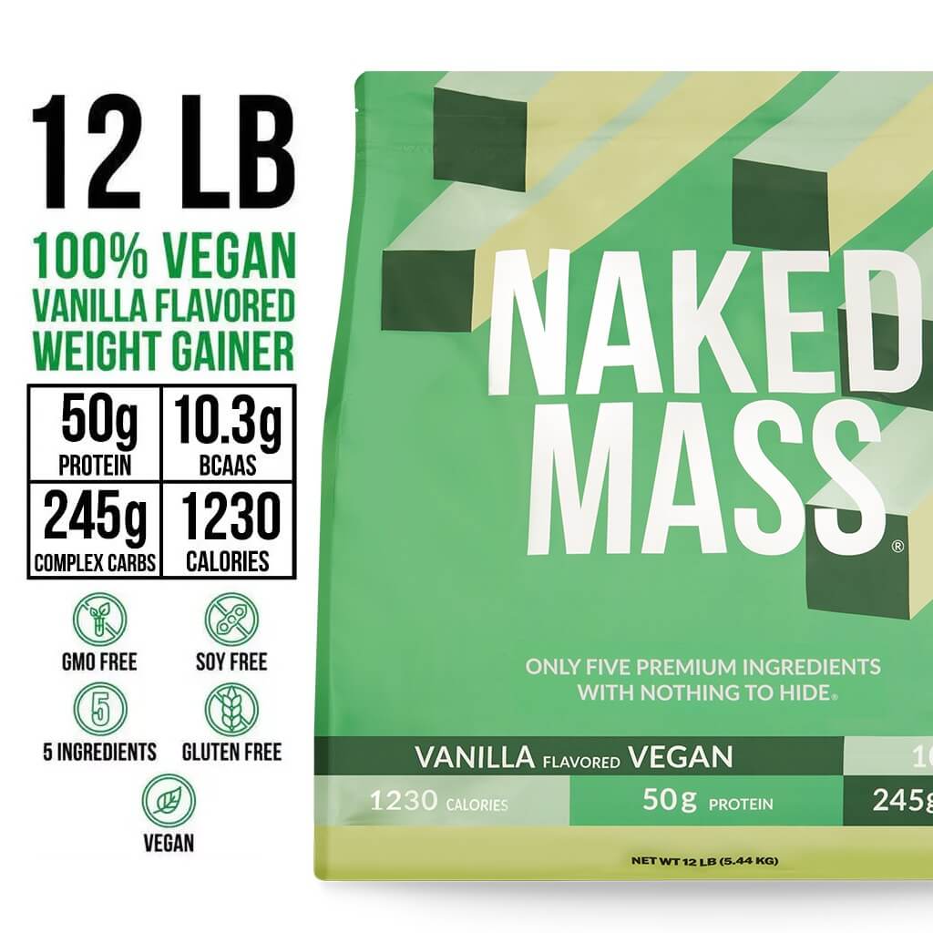 Vanilla Vegan Mass Gainer Supplement - Vanilla (Vegan) 12LB for Easy Protein and Calorie Mixing