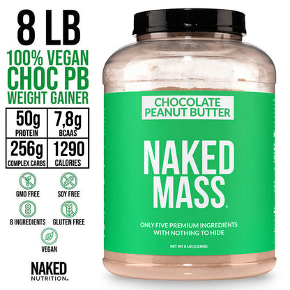 Chocolate Peanut Butter Vegan Mass Gainer Supplement - Chocolate PB (Vegan) for Easy Protein and Calorie Mixing