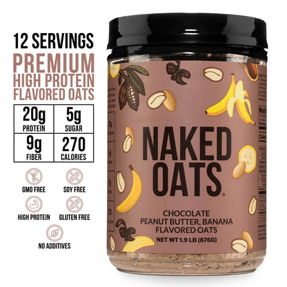 Chocolate Peanut Butter Banana Protein Oats - Chocolate PB Banana for Convenient High - Protein Mornings