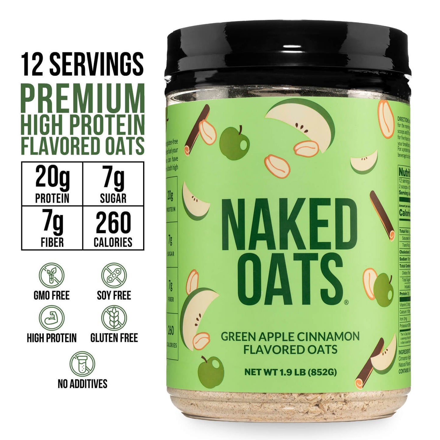 Green Apple Cinnamon Protein Oats - Green Apple Cinnamon for Convenient High - Protein Mornings
