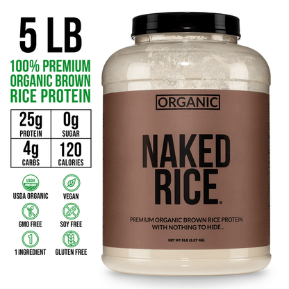 Organic Brown Rice Protein Powder - 5LB Unflavored with a Simple, Easy - Mix Protein Formula