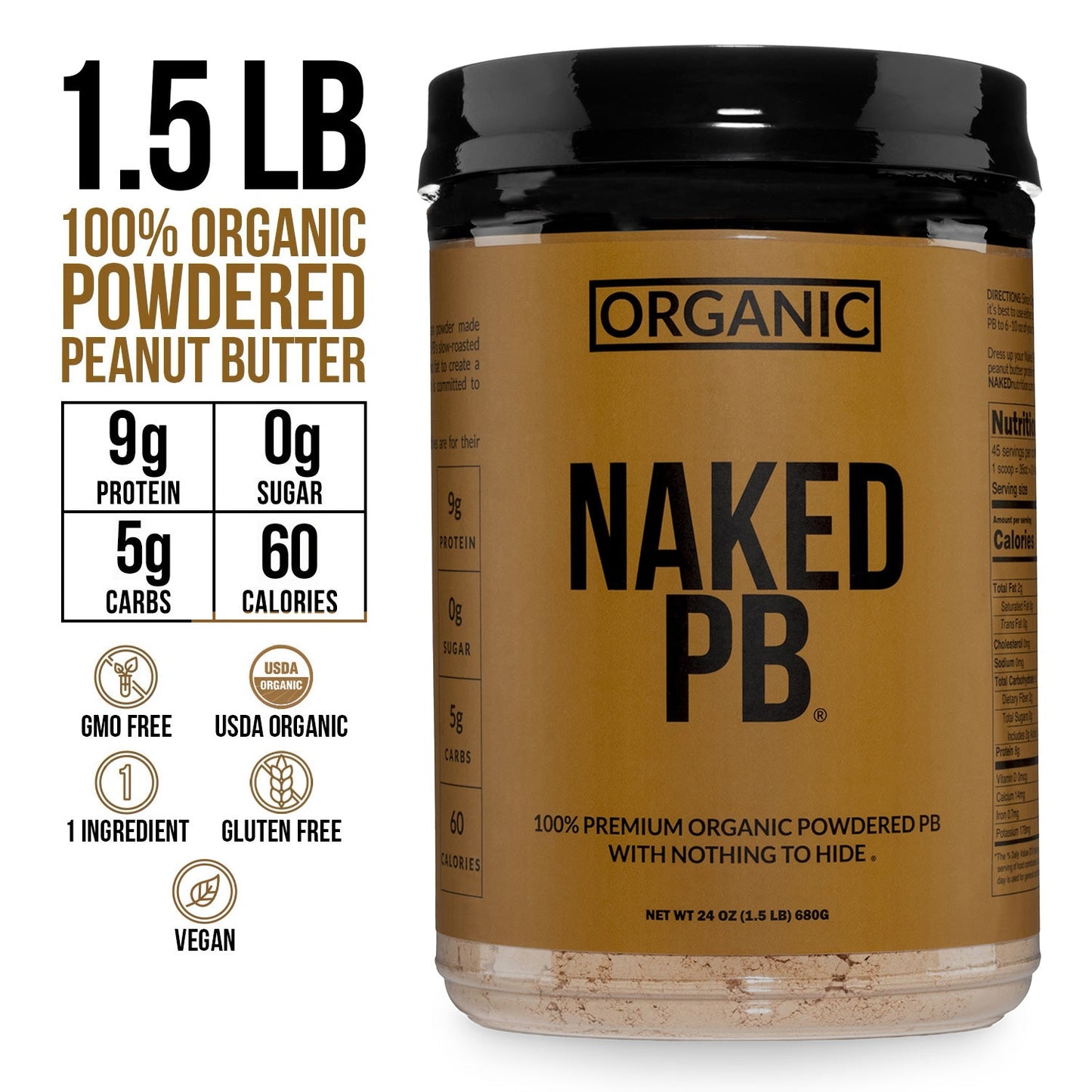 Organic Powdered Peanut Butter - Organic with a Simple, Easy - Mix Protein Formula