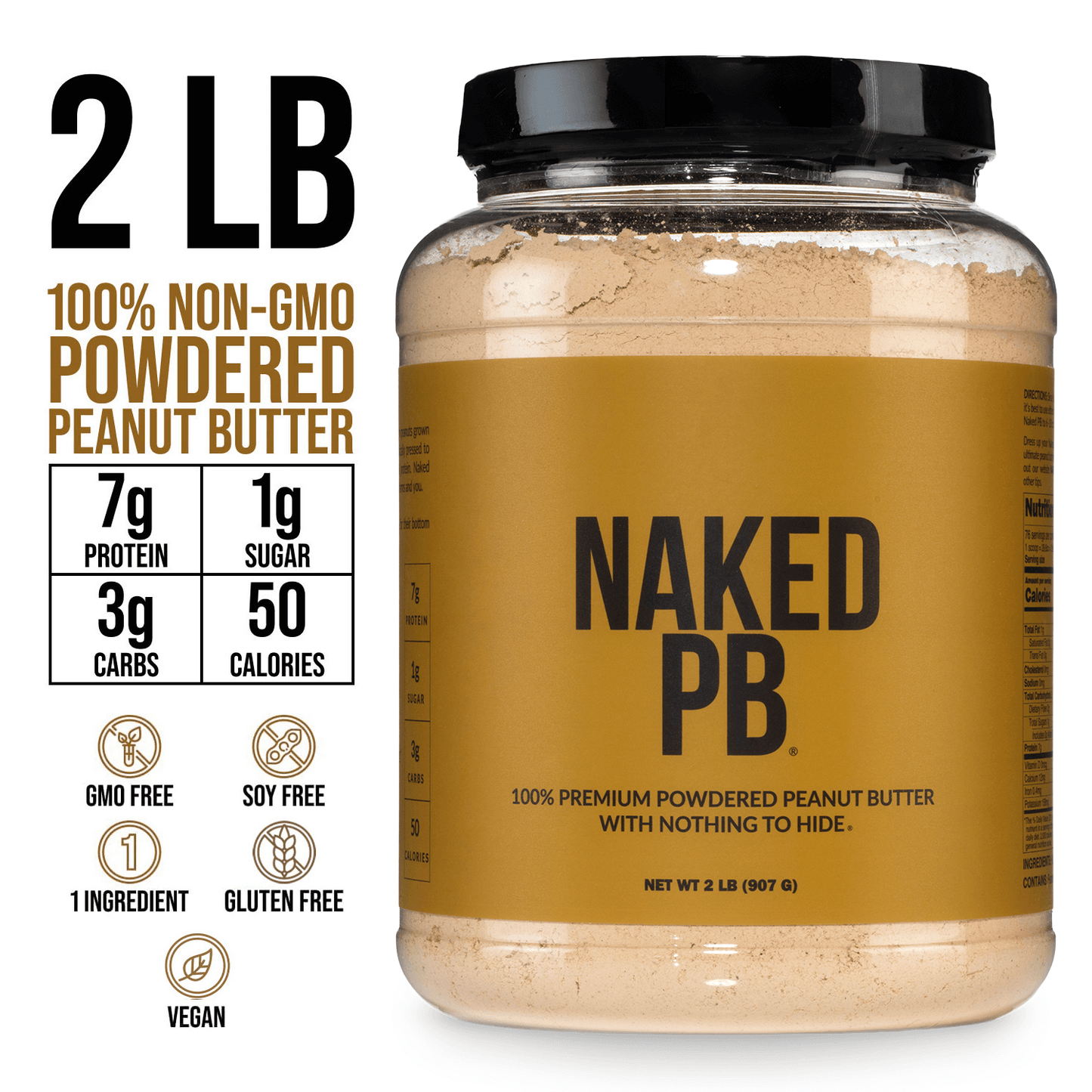 Powdered Peanut Butter - PB - 2 LB with a Simple, Easy - Mix Protein Formula
