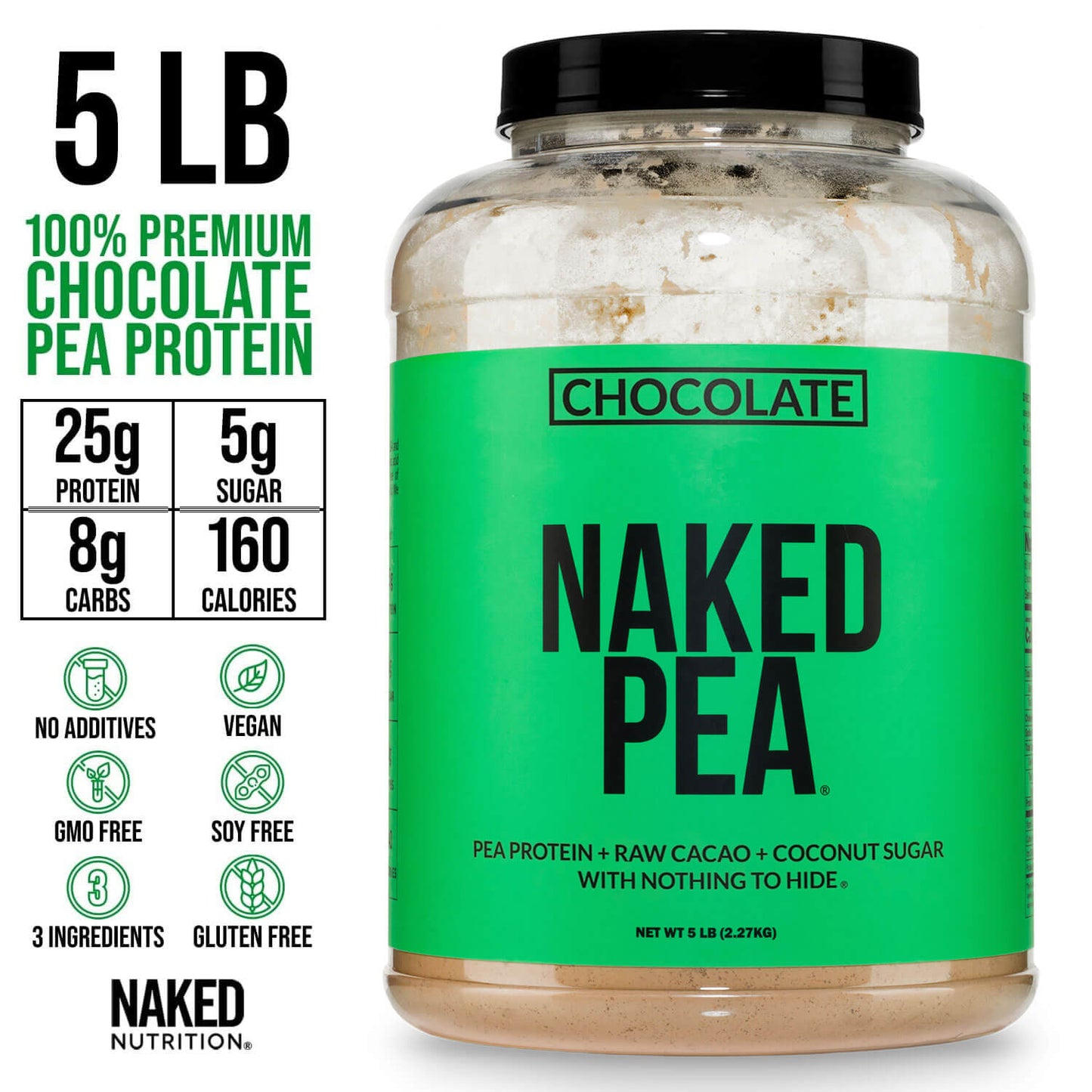 Chocolate Pea Protein Powder - Chocolate - Bulk Size with a Simple, Easy - Mix Protein Formula