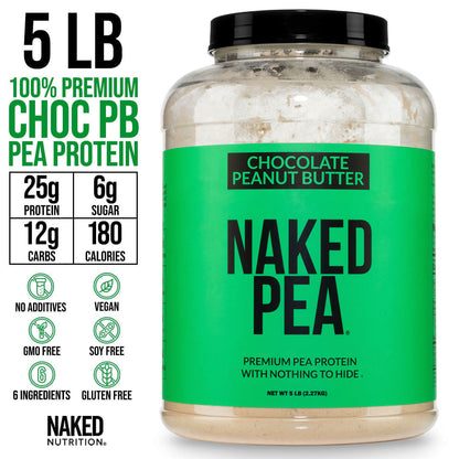 Chocolate Peanut Butter Pea Protein Powder - Chocolate PB - Chocolate Formula with a Simple, Easy - Mix Protein Formula
