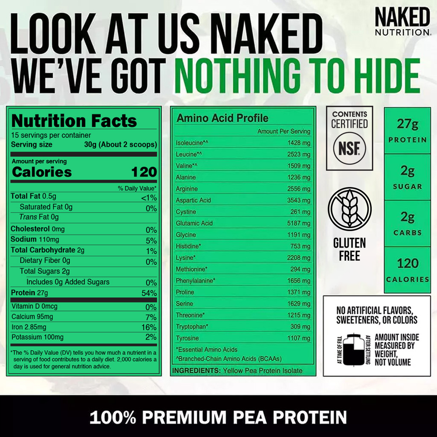Pea Protein Powder 1lb - Unflavored with a Simple, Easy - Mix Protein Formula