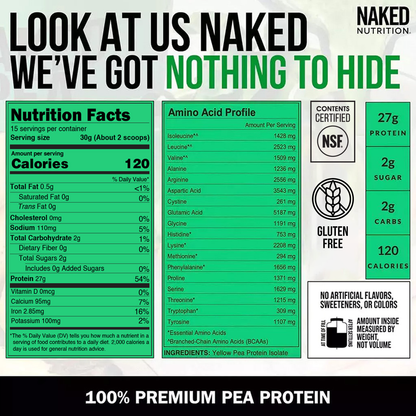 Pea Protein Powder 1lb - Unflavored with a Simple, Easy - Mix Protein Formula