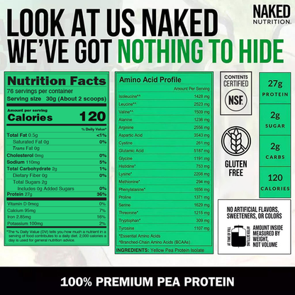 Pea Protein Powder - Unflavored - Value Size with a Simple, Easy - Mix Protein Formula