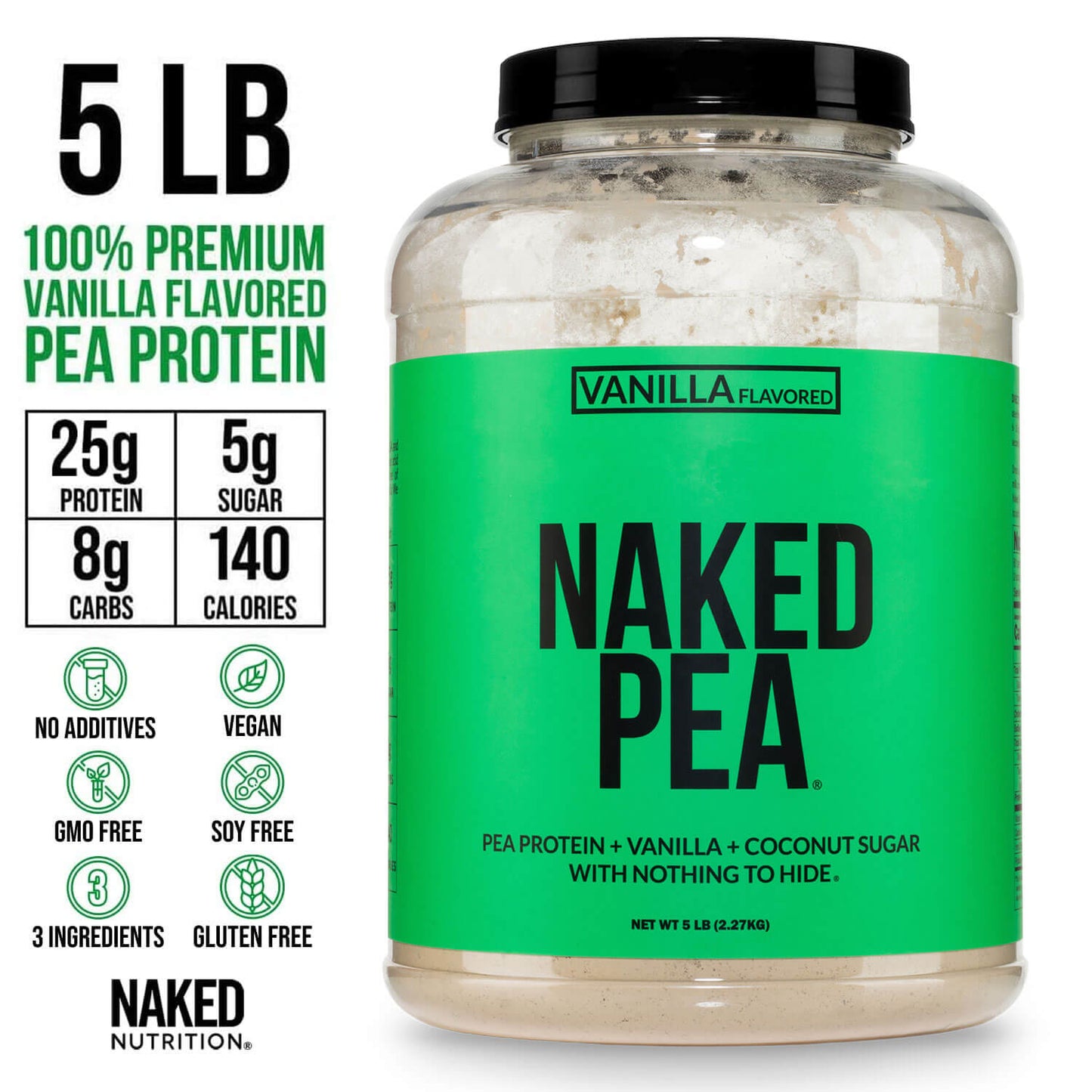 Vanilla Pea Protein Powder - Vanilla - Bulk Size with a Simple, Easy - Mix Protein Formula