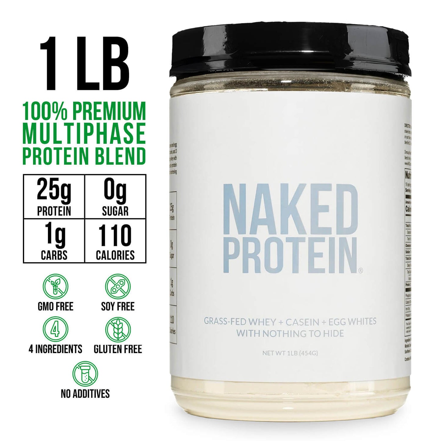 Protein Powder Blend - 1LB Egg Whey and Casein Protein Blend - 1LB with a Simple, Easy - Mix Protein Formula