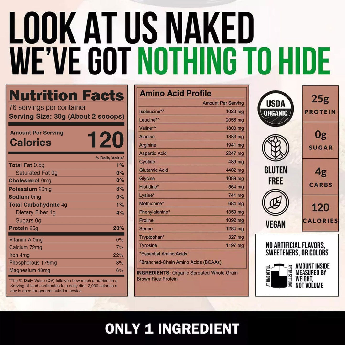 Organic Brown Rice Protein Powder - 5LB Unflavored with a Simple, Easy - Mix Protein Formula