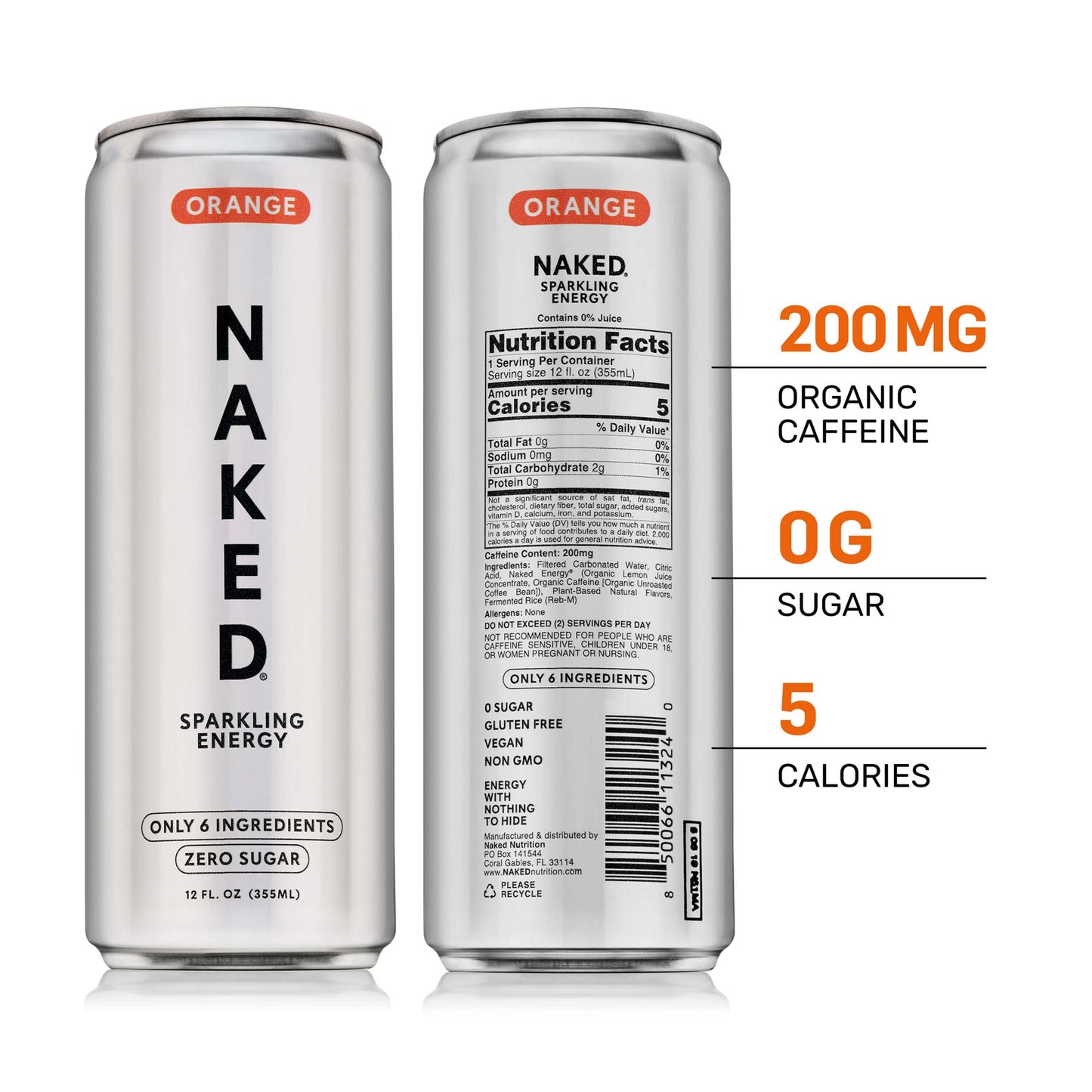 Orange Naked Sparkling Energy - Orange with Protein in an Easy - to - Mix Format