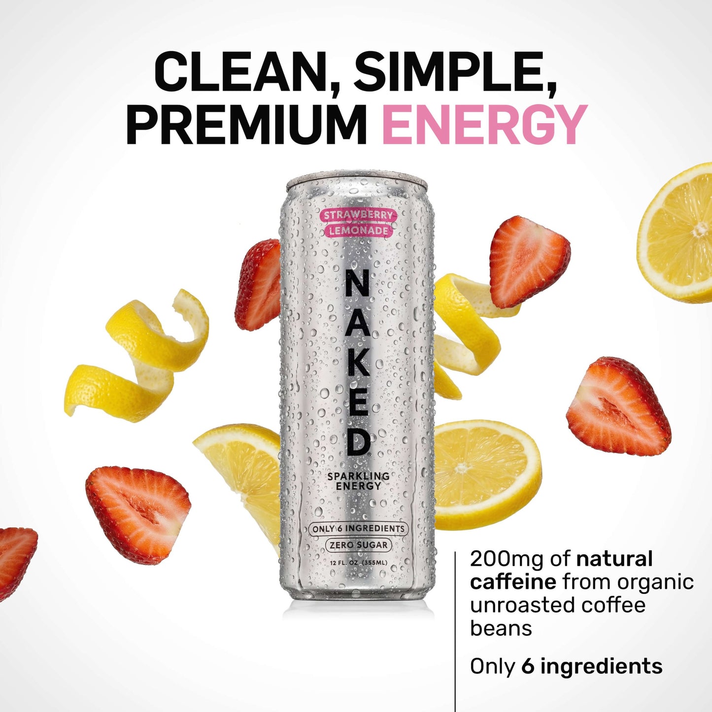 Strawberry Lemonade Naked Sparkling Energy - Strawberry Lemonade with Protein in an Easy - to - Mix Format