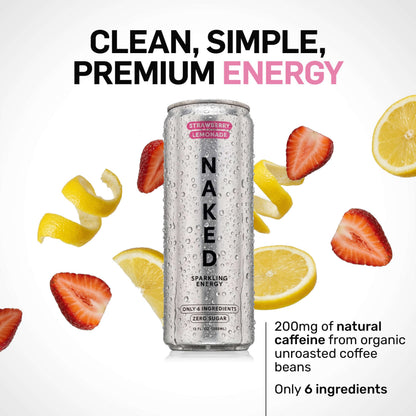 Strawberry Lemonade Naked Sparkling Energy - Strawberry Lemonade with Protein in an Easy - to - Mix Format