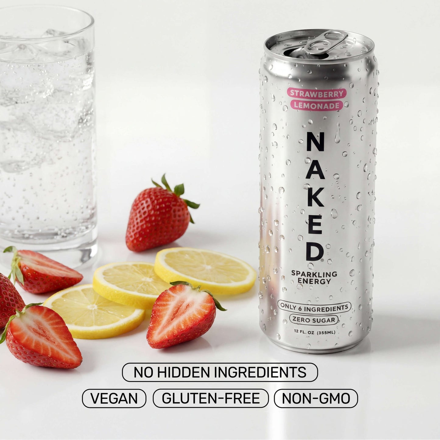 Strawberry Lemonade Naked Sparkling Energy - Strawberry Lemonade with Protein in an Easy - to - Mix Format