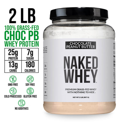 Chocolate Peanut Butter Whey Protein Powder 2LB - Chocolate PB with a Simple, Easy - Mix Protein Formula