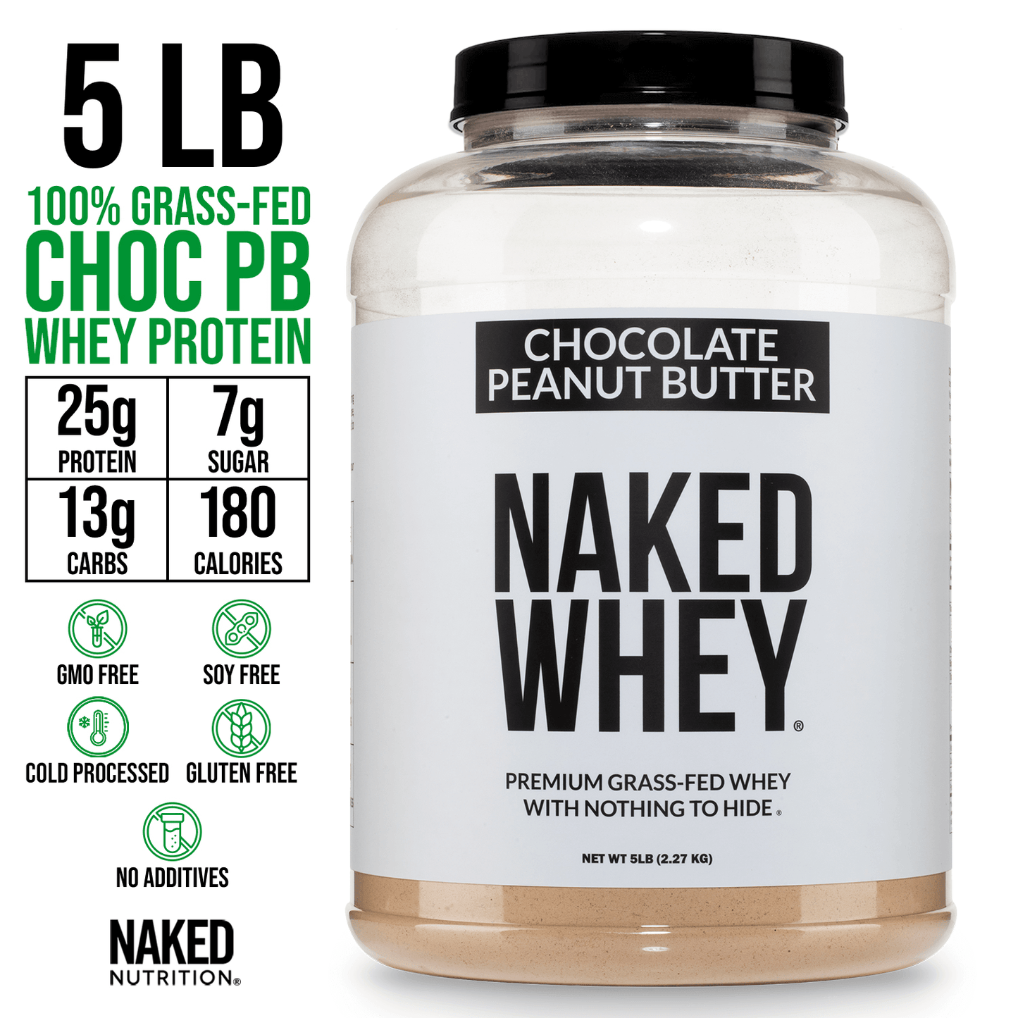Chocolate Peanut Butter Whey Protein Powder - Chocolate PB with a Simple, Easy - Mix Protein Formula