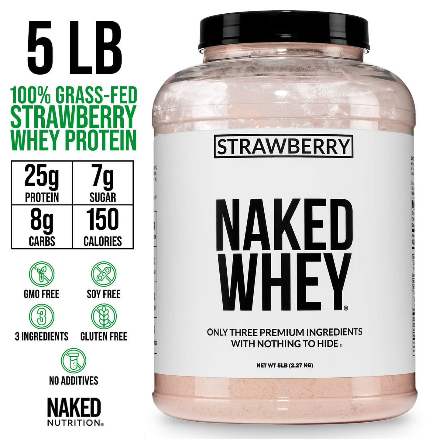 Strawberry Whey Protein Powder - Strawberry - Value Size with a Simple, Easy - Mix Protein Formula