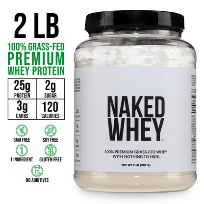 Grass Fed Whey Protein Powder - Unflavored - Standard Size with a Simple, Easy - Mix Protein Formula