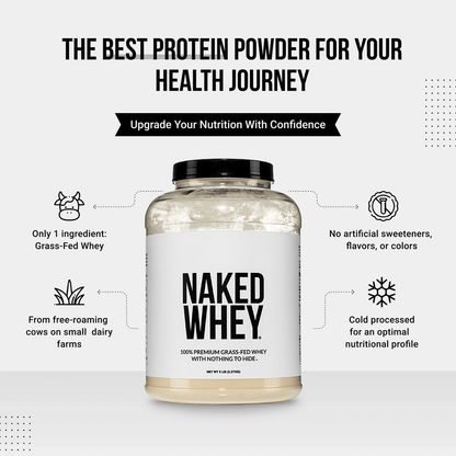 Grass Fed Whey Protein Powder - Unflavored - Bulk Size with a Simple, Easy - Mix Protein Formula