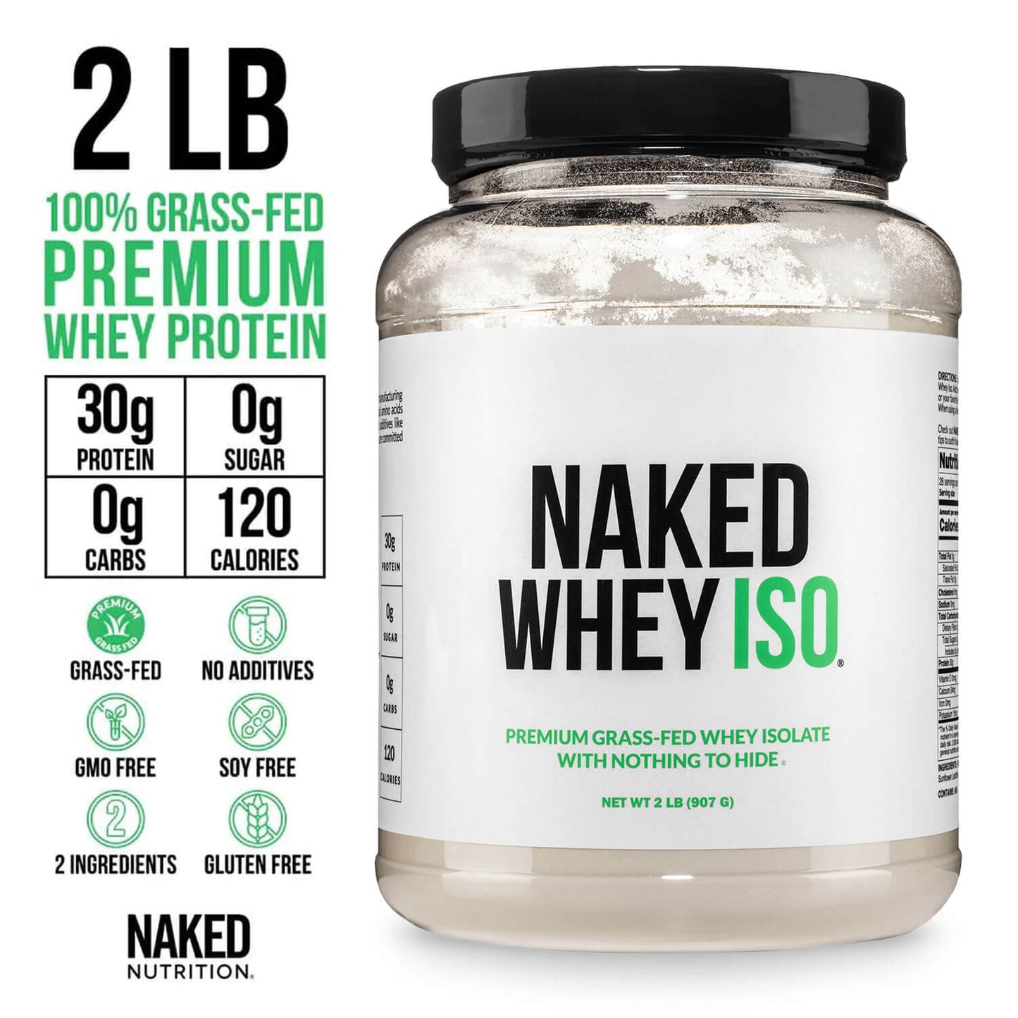 Grass Fed Whey Isolate Protein Powder - Unflavored with a Simple, Easy - Mix Protein Formula