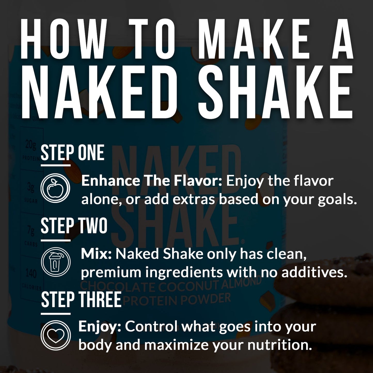 Chocolate Coconut Almond Protein Shake - Chocolate Coconut Almond with Protein in an Easy - to - Mix Format