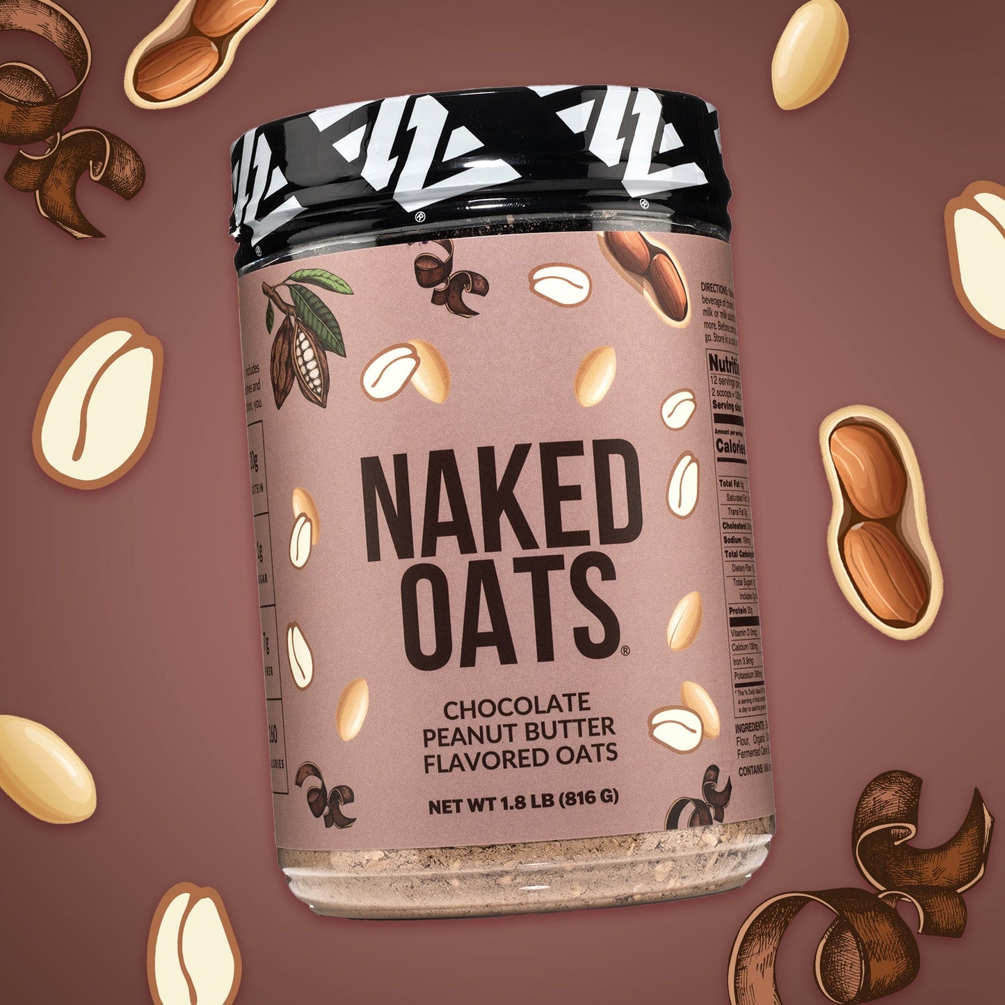 Chocolate Peanut Butter Protein Oats - Chocolate Peanut Butter for Convenient High - Protein Mornings