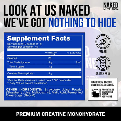 Strawberry Creatine Monohydrate Powder - Strawberry with a Convenient Training - Day Formula