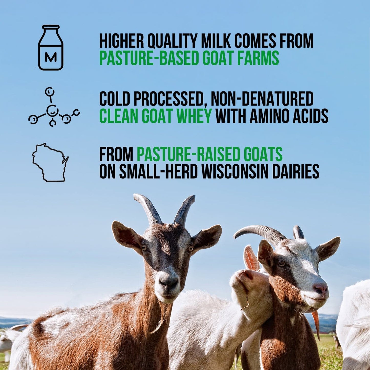 Goat Whey Protein Powder - Unflavored with a Simple, Easy - Mix Protein Formula