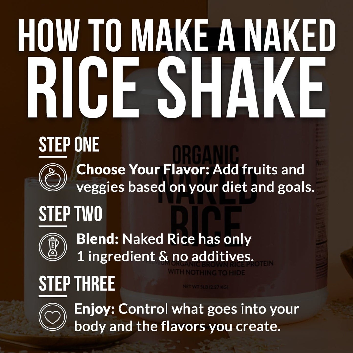 Organic Brown Rice Protein Powder - 5LB Unflavored with a Simple, Easy - Mix Protein Formula