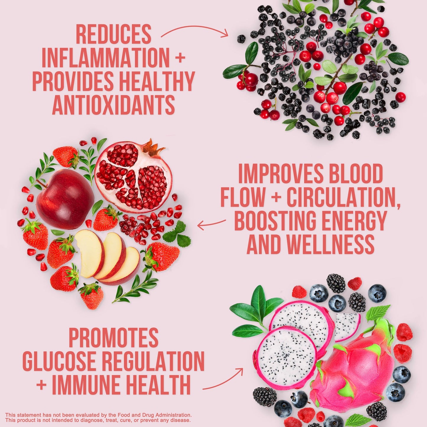 Red Fruit and Vegetable Blend Powder with a Convenient, Easy - Use Formula