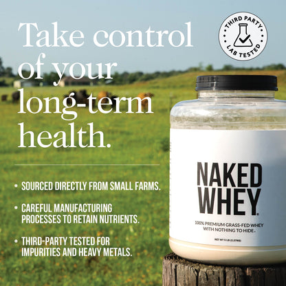Grass Fed Whey Protein Powder - Unflavored - Compact Size with a Simple, Easy - Mix Protein Formula
