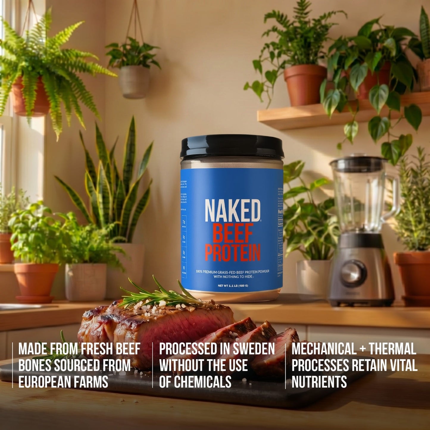 Beef Protein Powder - Unflavored with a Simple, Easy - Mix Protein Formula